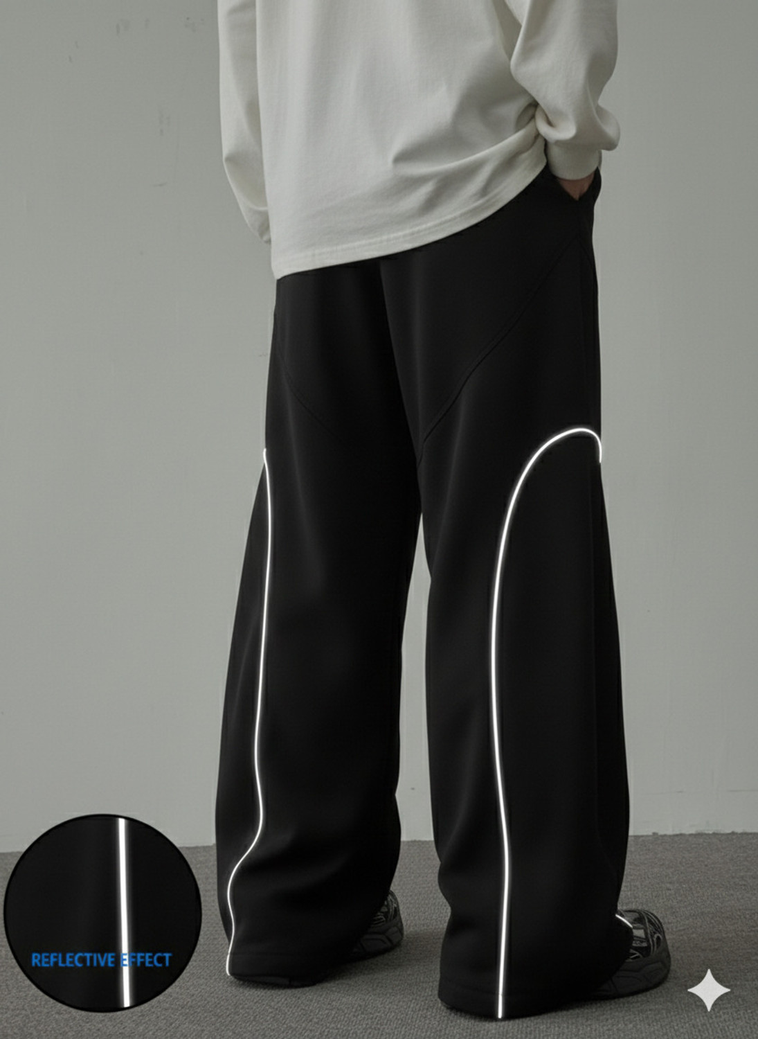 Image of LEXREX Loose Fit Men Black Trousers