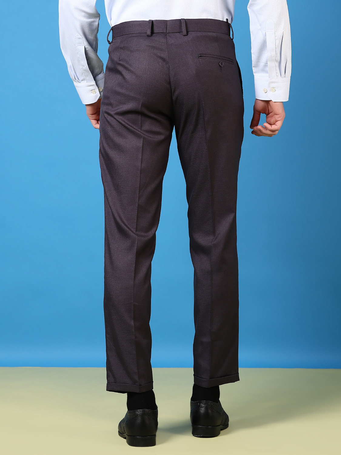 Image of V-MART Regular Fit Men Grey, Black Trousers