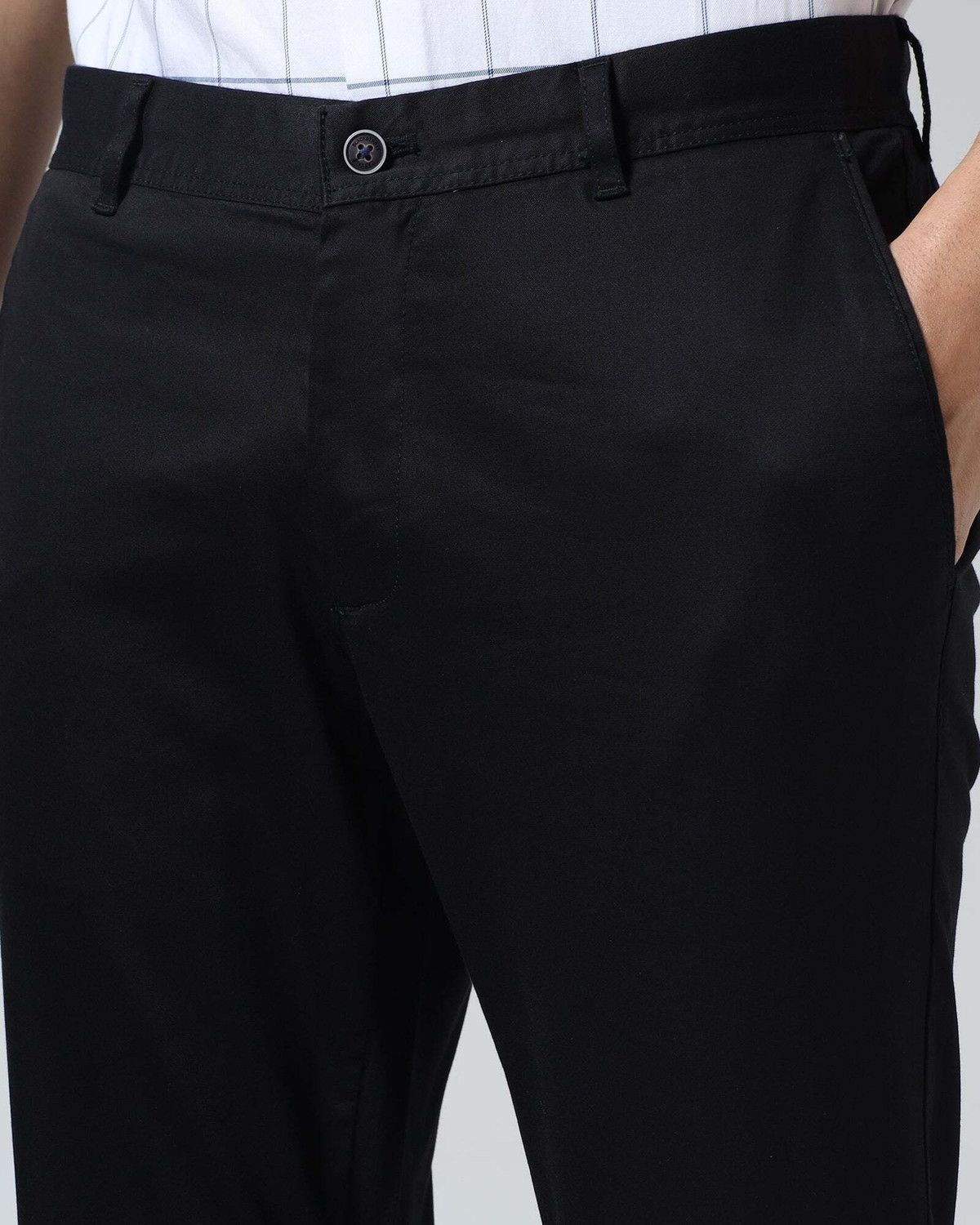 Image of Blackberrys Regular Fit Men Black Trousers