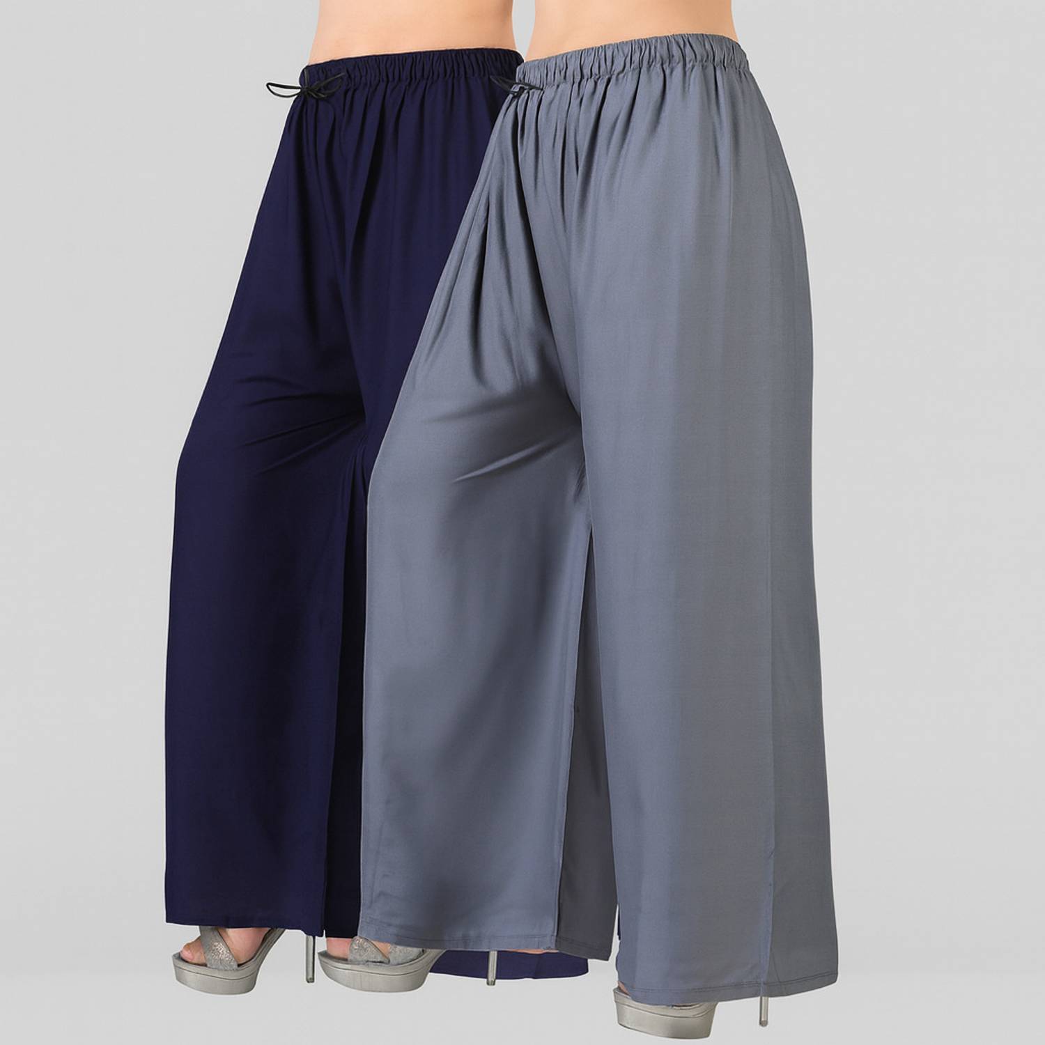 4K FASHION Loose Fit Women Blue, Grey Trousers