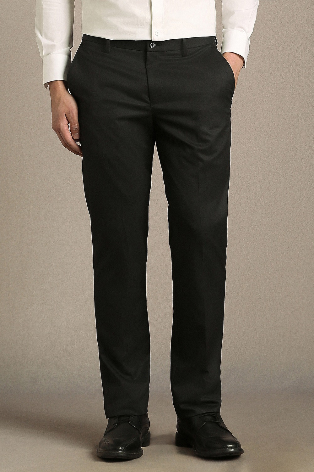 Image of LOUIS PHILIPPE Slim Fit Men Black Trousers