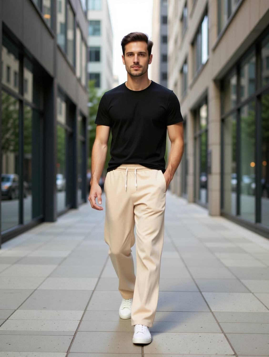 INDICLUB Loose Fit Men Beige Trousers - Image 2