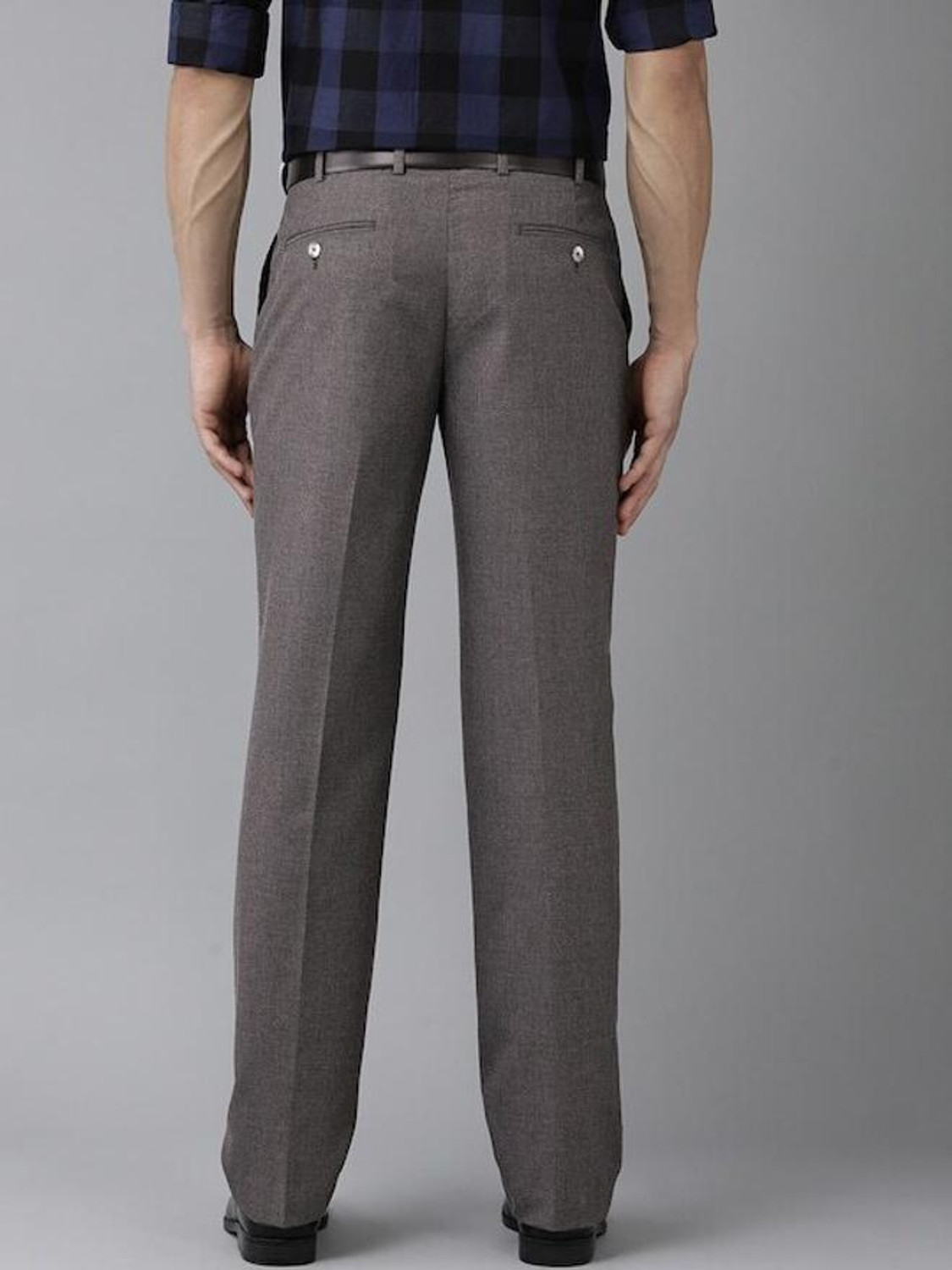 Image of PARK AVENUE Slim Fit Men Grey Trousers