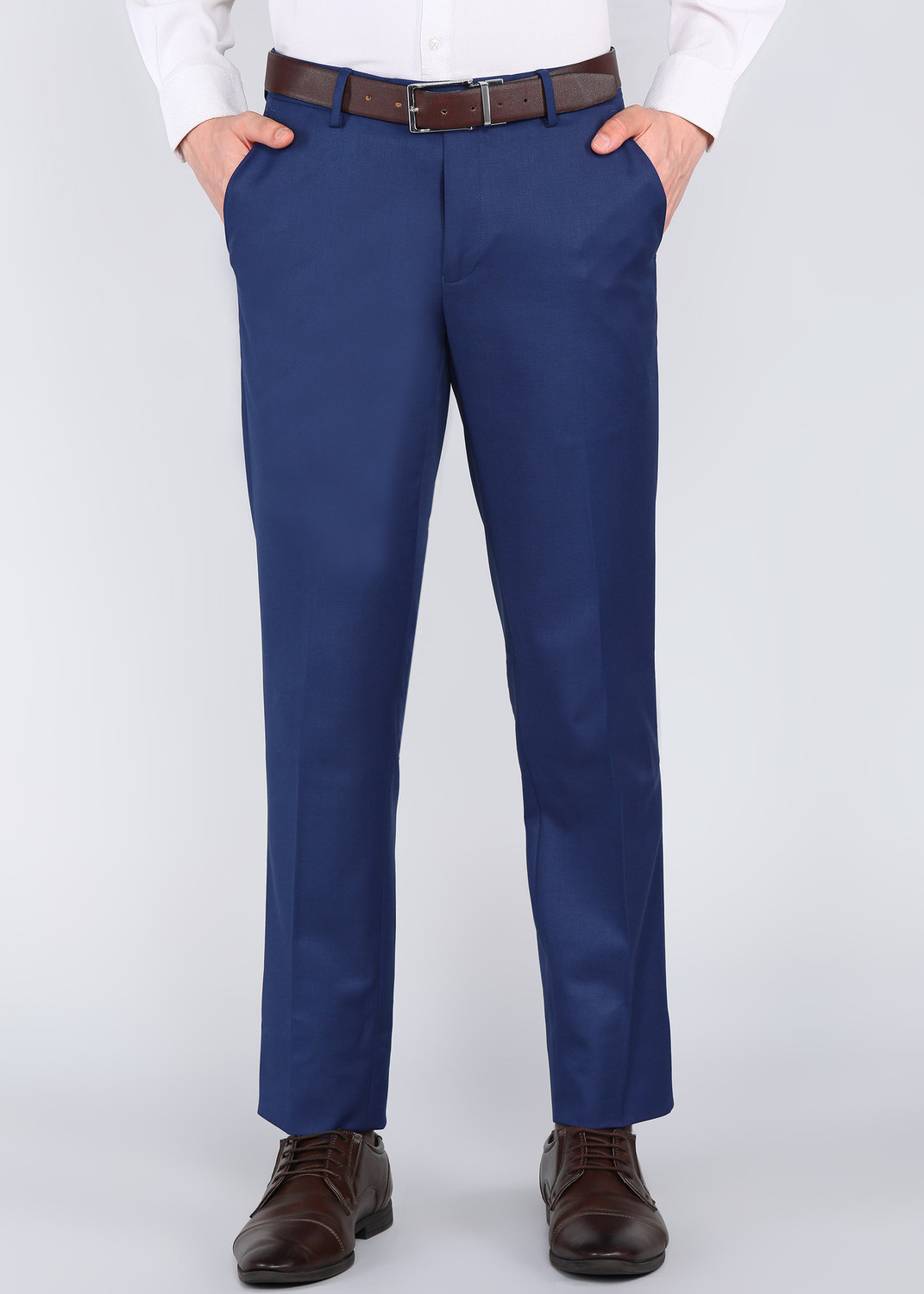 Image of PETER ENGLAND Slim Fit Men Blue Trousers