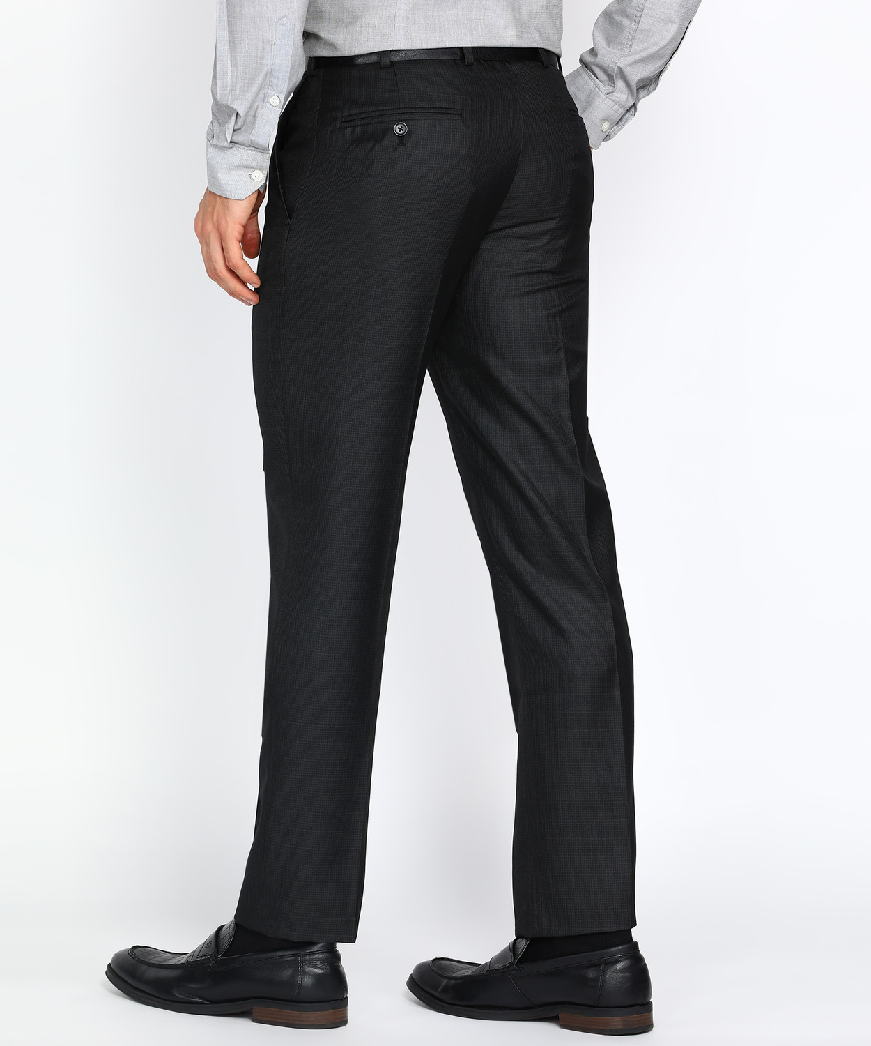 Image of PARK AVENUE Regular Fit Men Black Trousers
