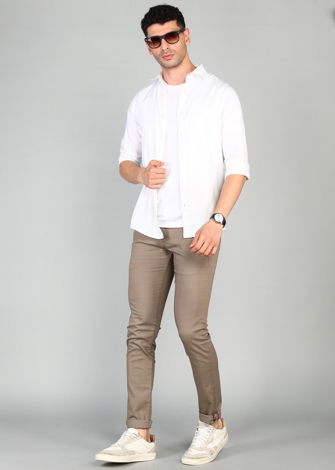 Image of PETER ENGLAND Skinny Fit Men Brown Trousers