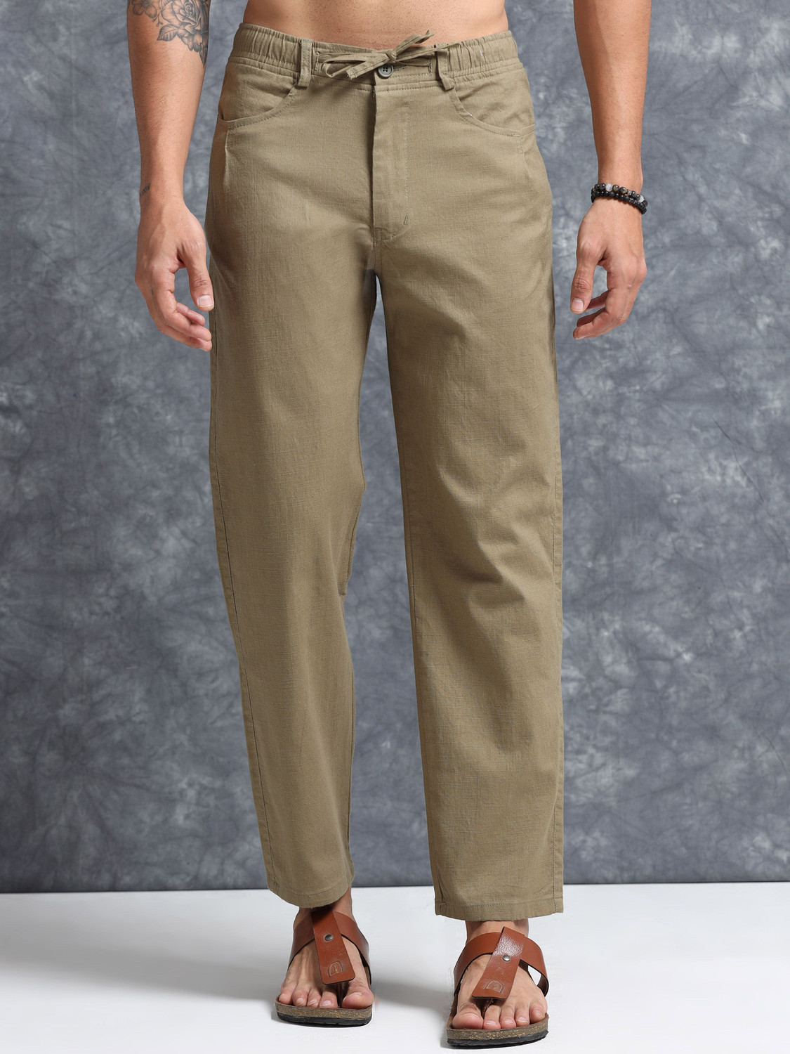 Bellaciao Clothings Co Relaxed Men Light Green Trousers