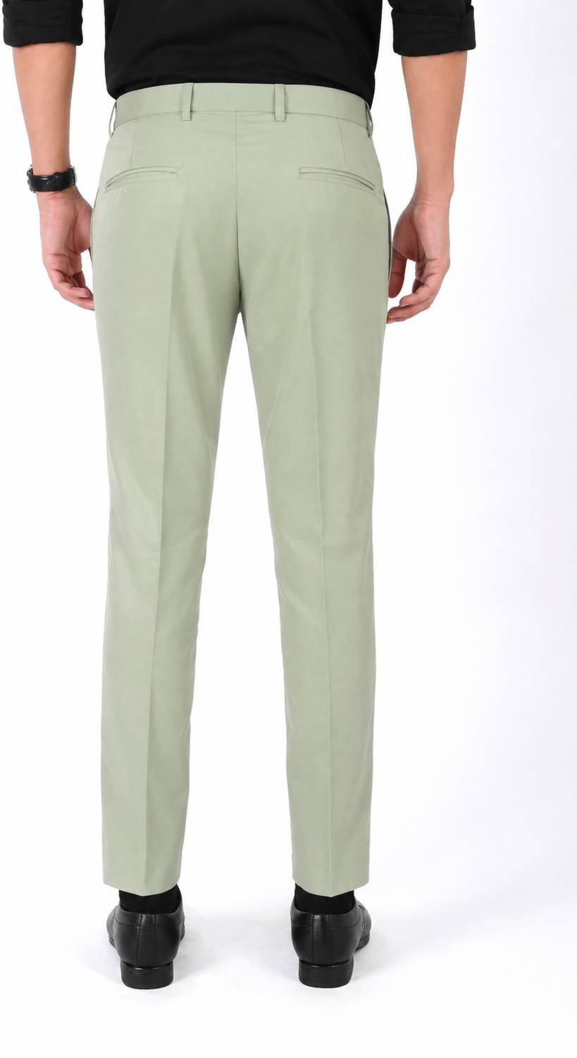 The DS Slim Fit Men Light Green Trousers - Image 2
