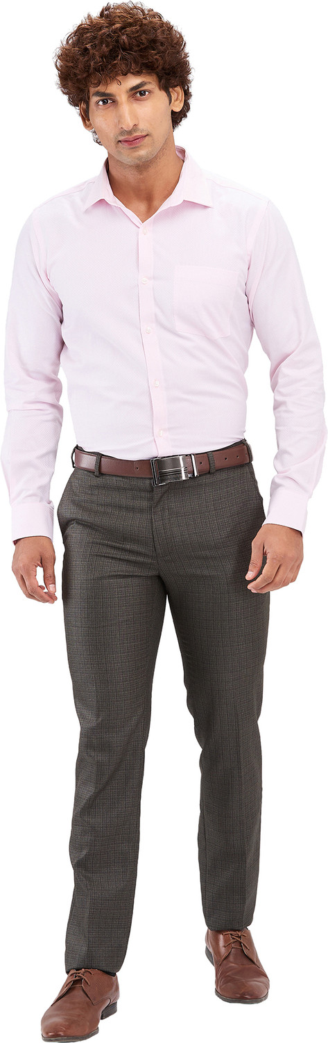 Image of Raymond Slim Fit Men Brown Trousers