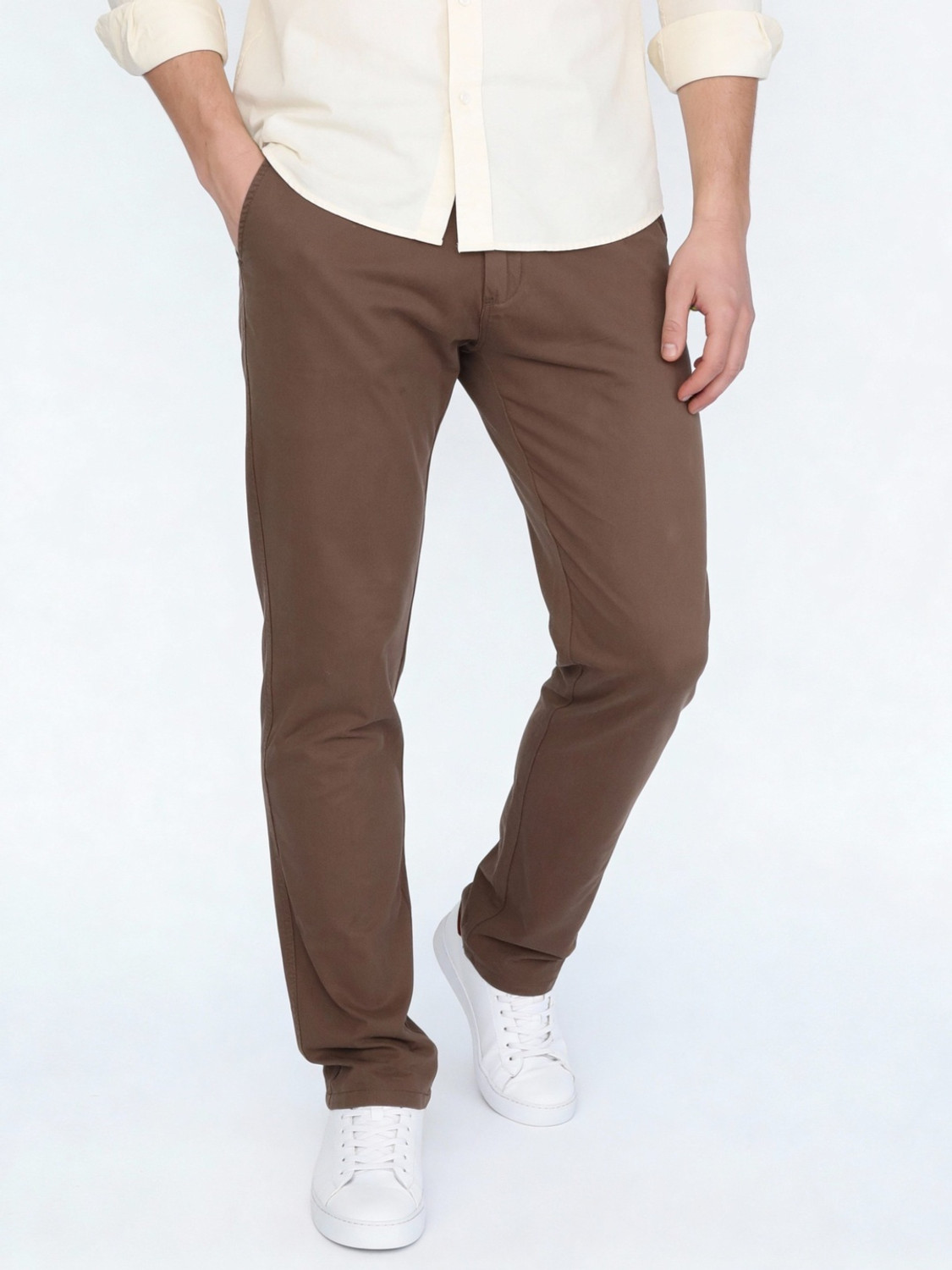 Image of Urbano Fashion Straight Fit Men Brown Trousers