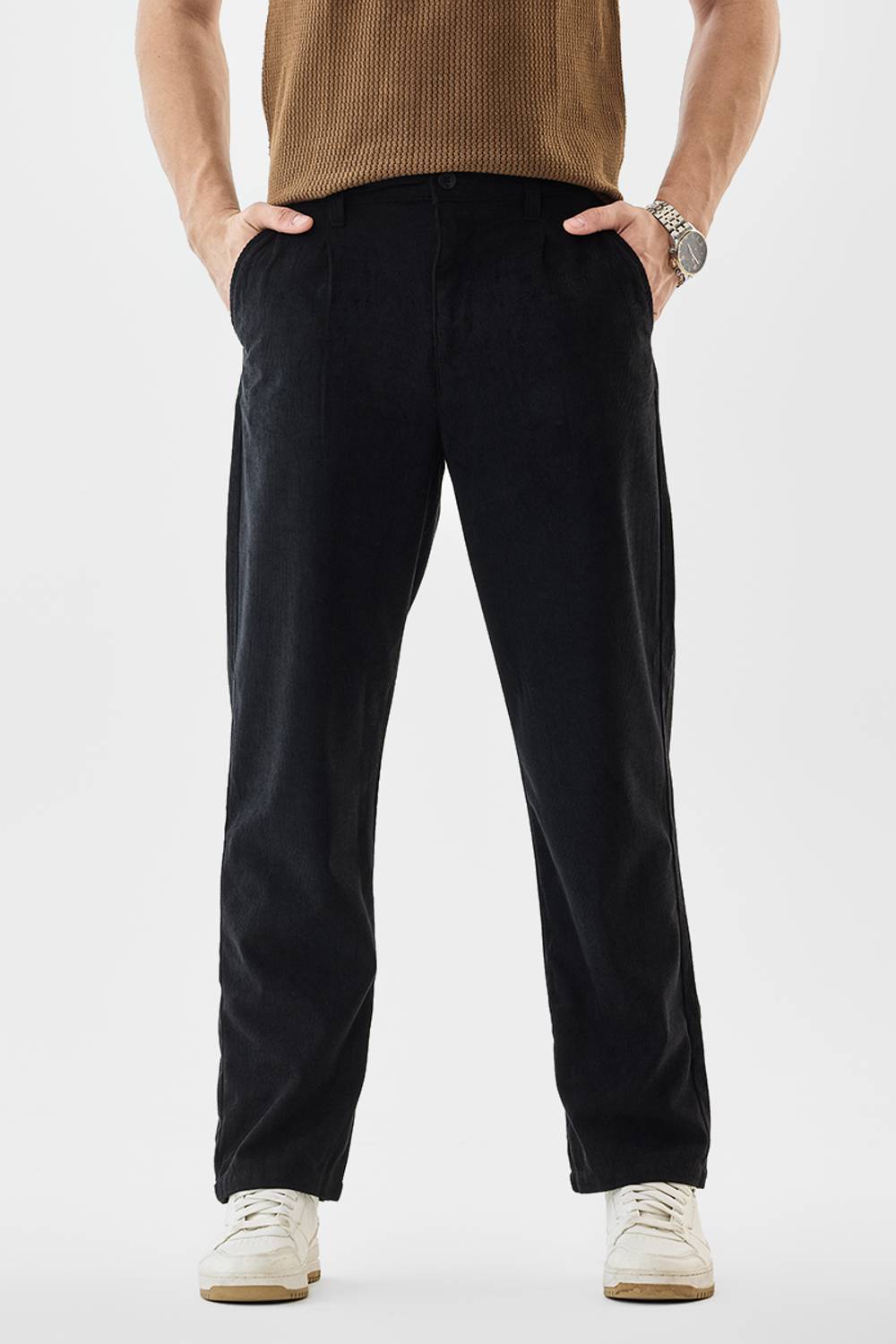 Snitch Straight Fit Men Black Trousers - Image 1