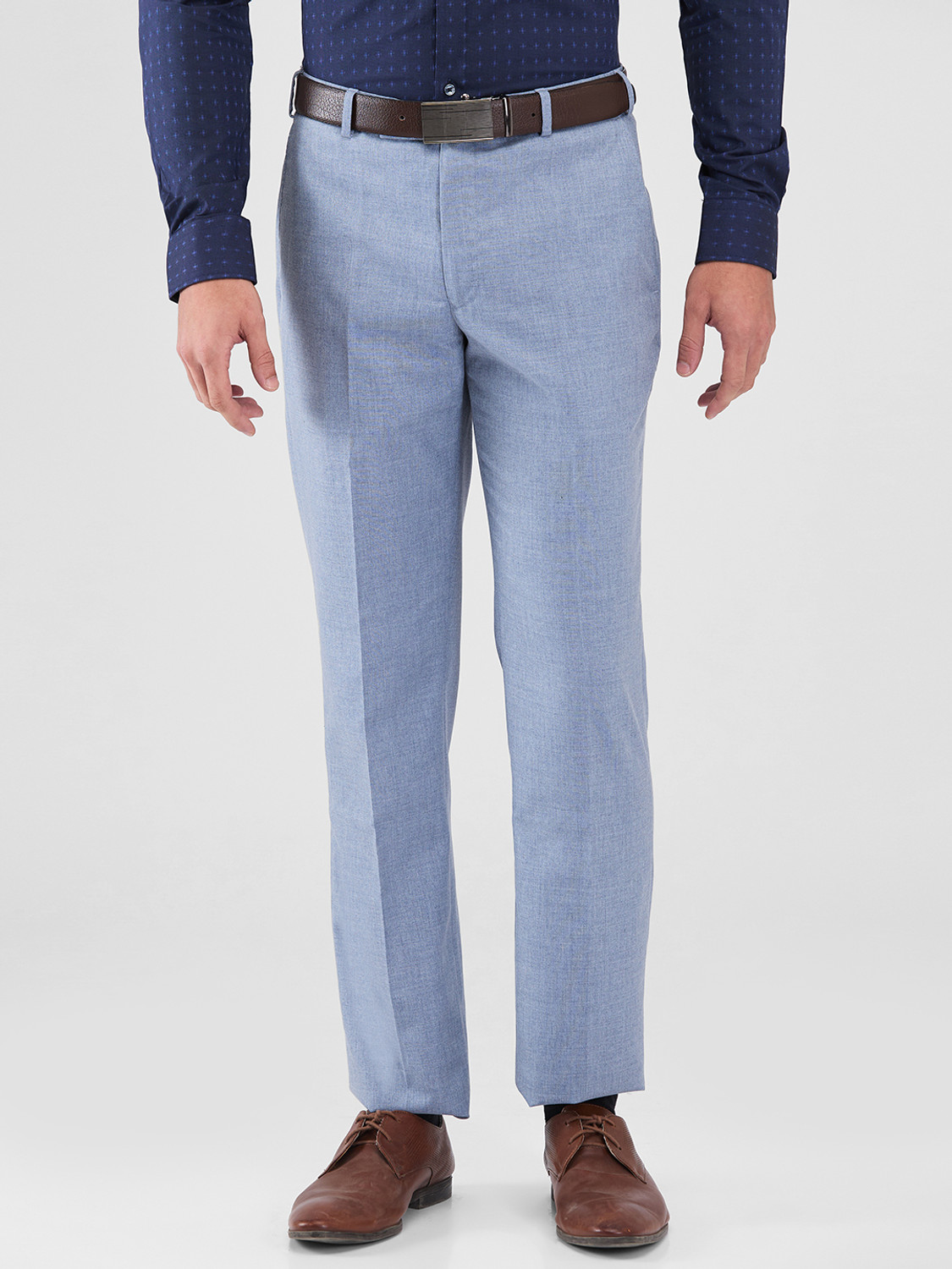 Image of PARK AVENUE Regular Fit Men Light Blue Trousers