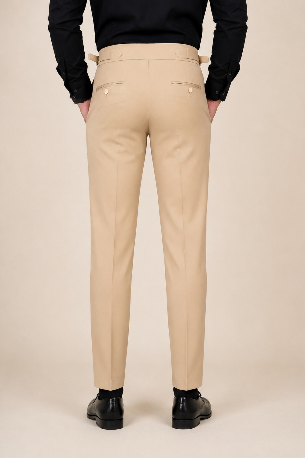 Image of El Cielo Men Relaxed Beige Lycra Blend Trousers