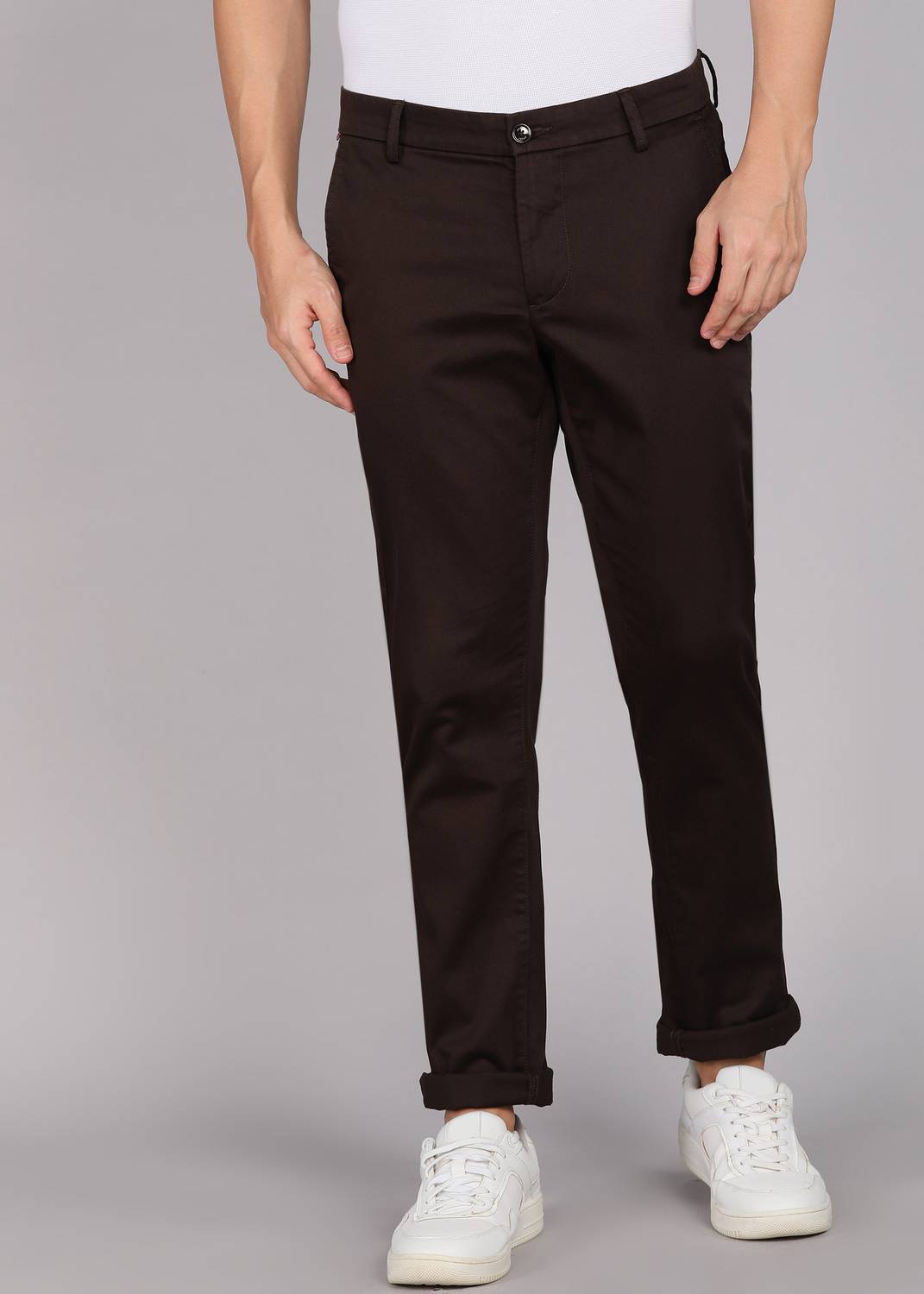 Arrow Sport Slim Fit Men Brown Trousers