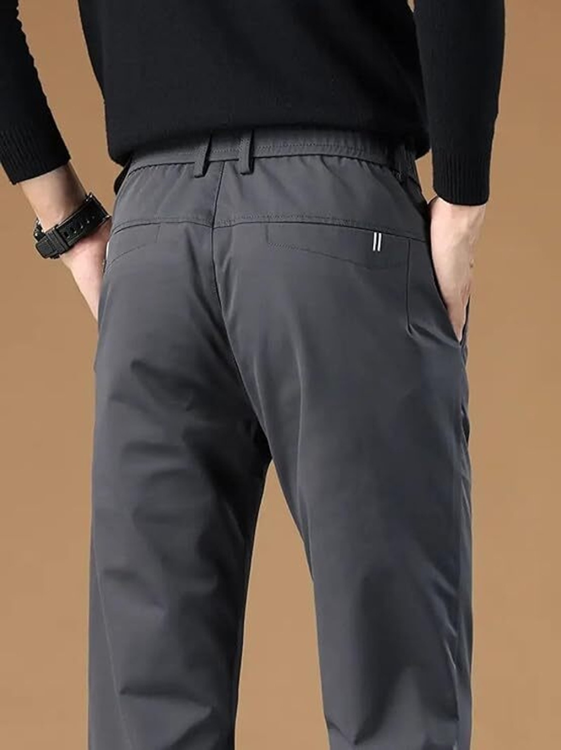 Image of POSHAX Regular Fit Men Grey Trousers