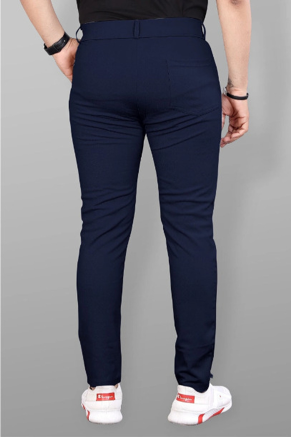 Image of VOKAY Tapered Men Blue Trousers