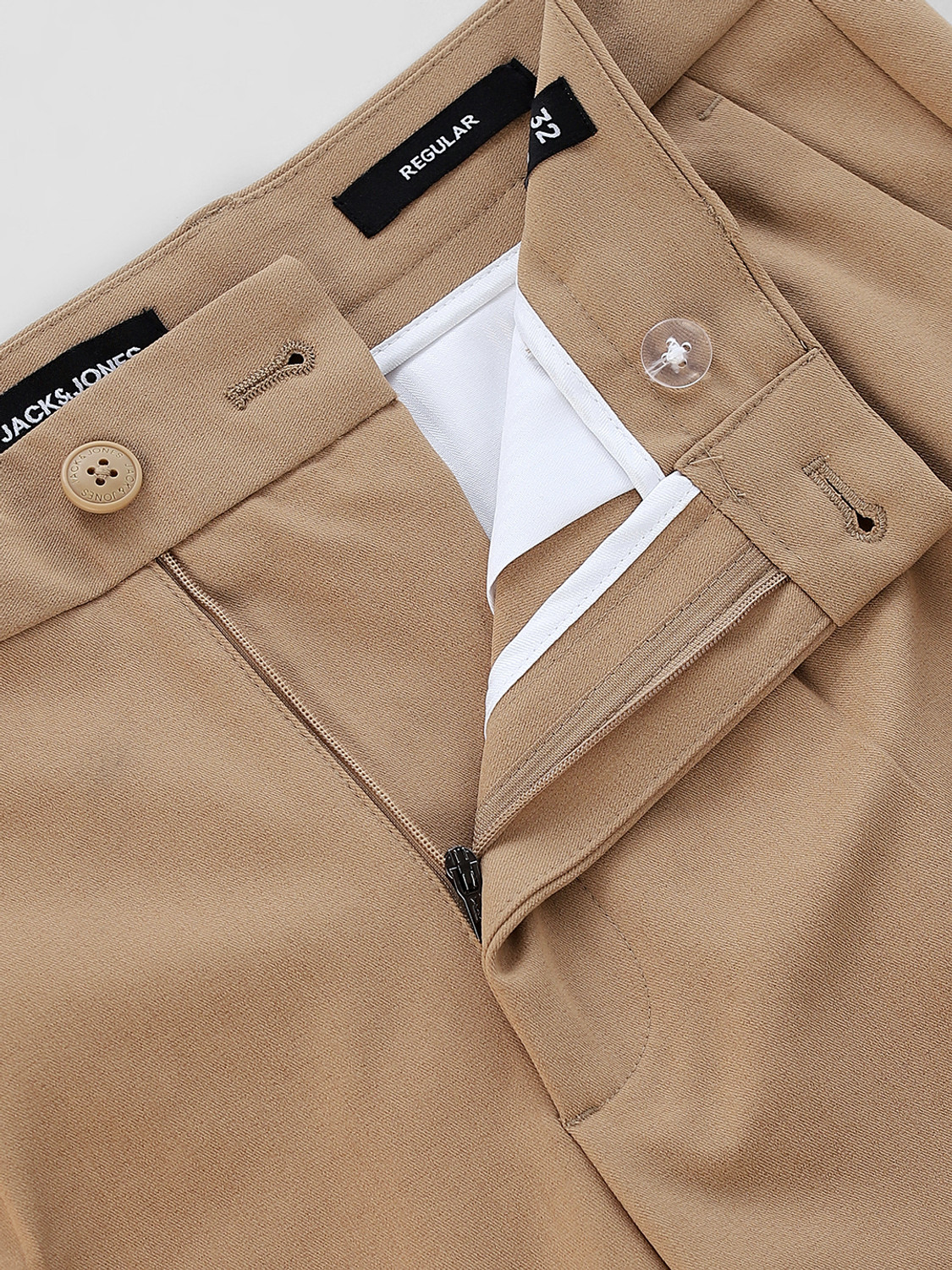 Image of JACK & JONES Regular Fit Men Brown Trousers