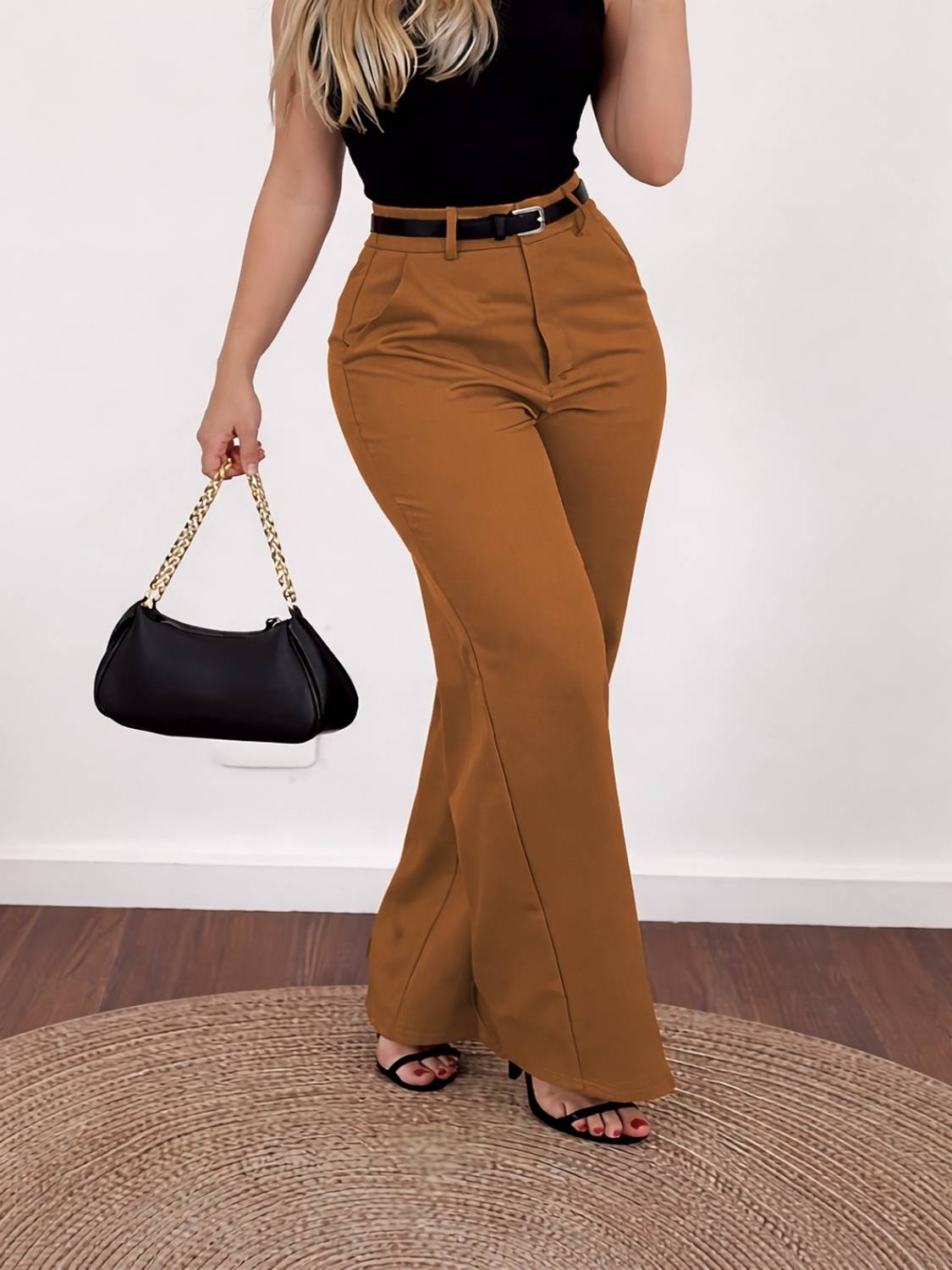 BlueKart Flared, Loose Fit Women Brown Trousers