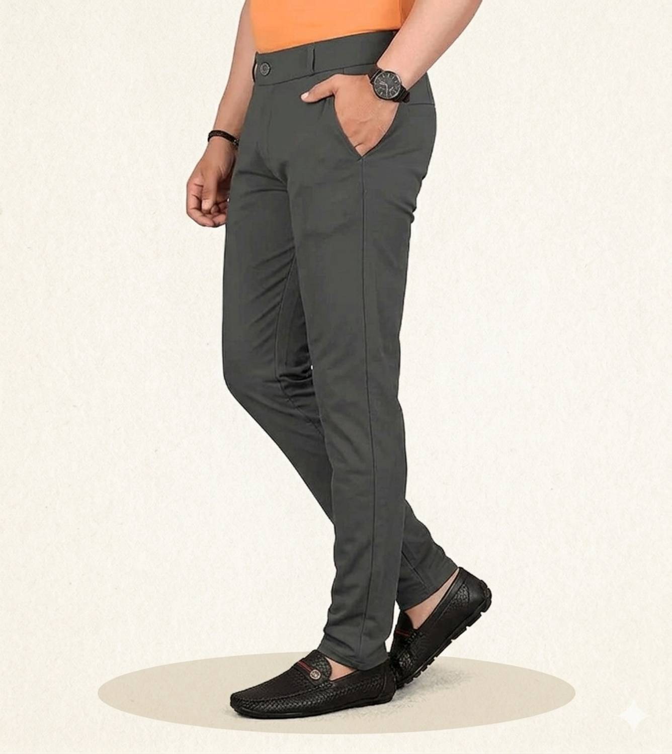amodastyle Regular Fit Men Grey Trousers