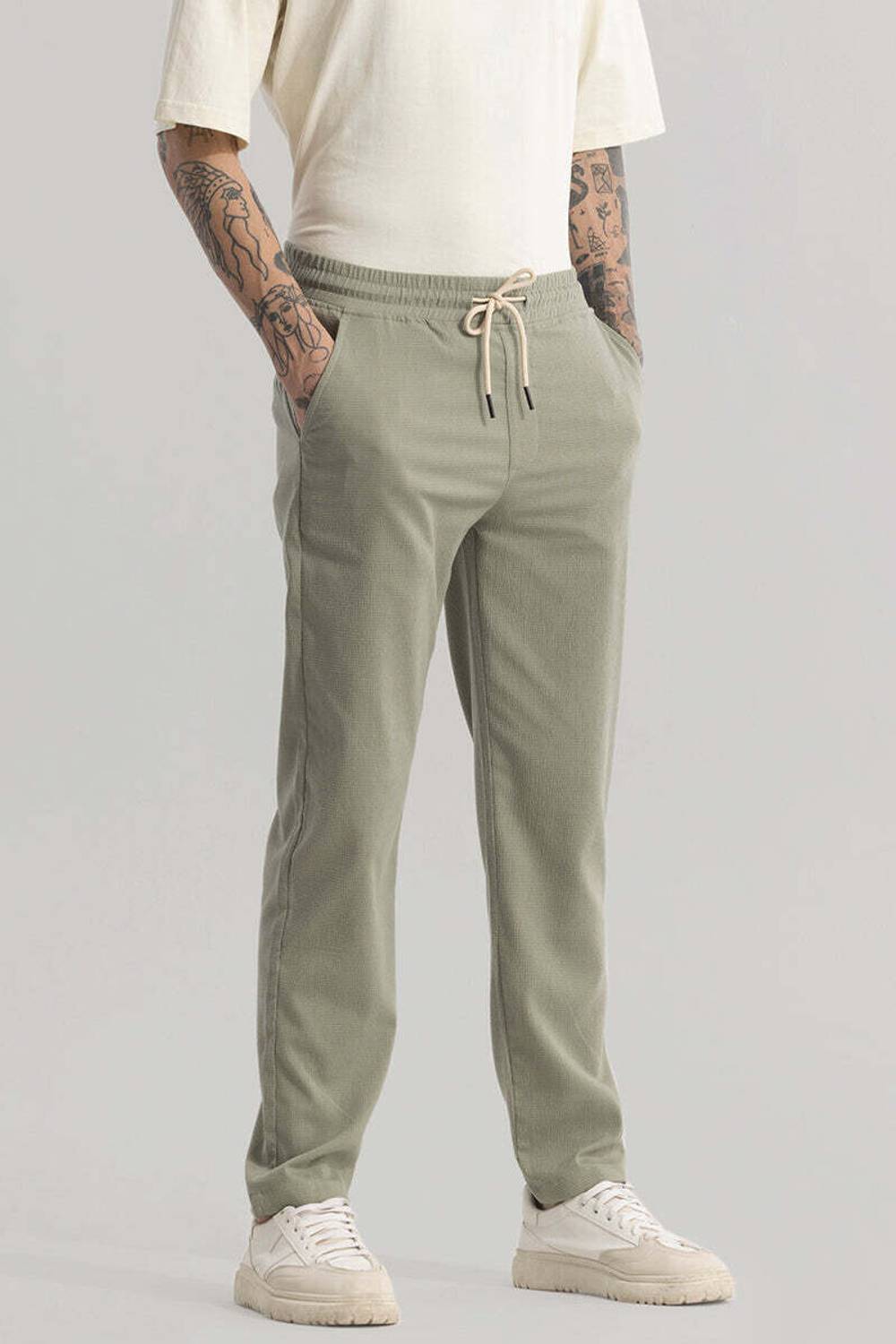 Snitch Regular Fit Men Green Trousers - Image 3