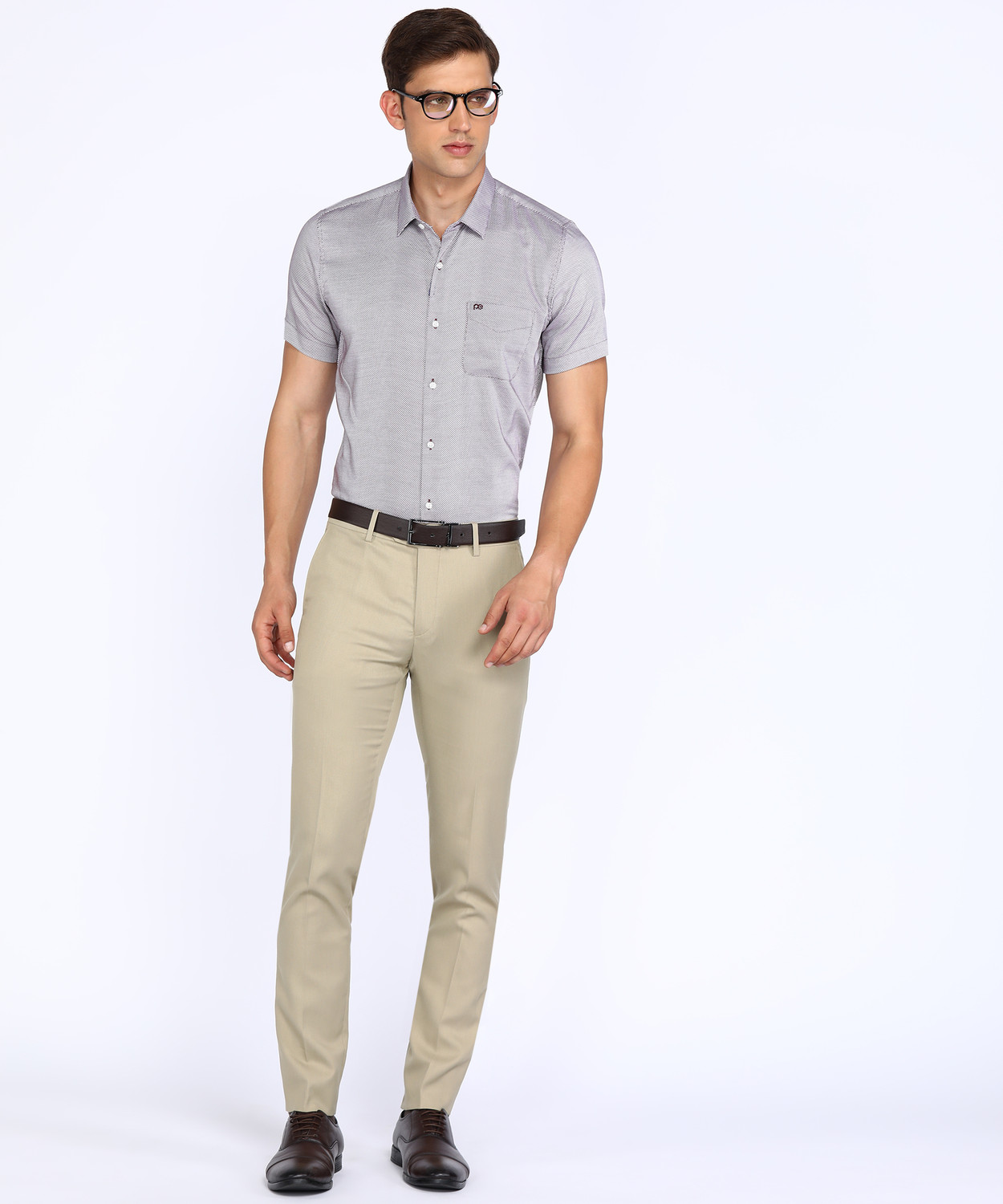 Image of PETER ENGLAND Slim Fit Men Beige Trousers