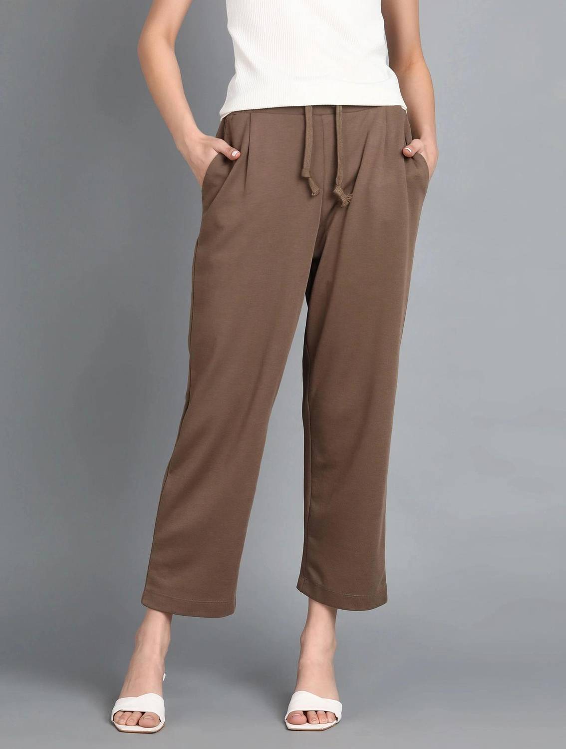 Alan Jones Relaxed Women Beige Trousers