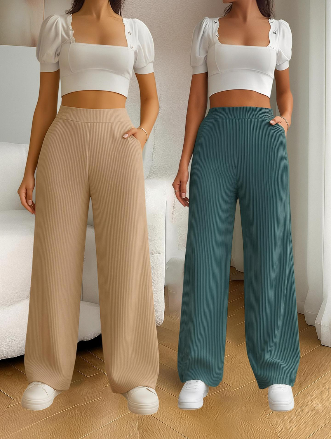 Image of Fabflee Comfort Fit Women Multicolor Trousers
