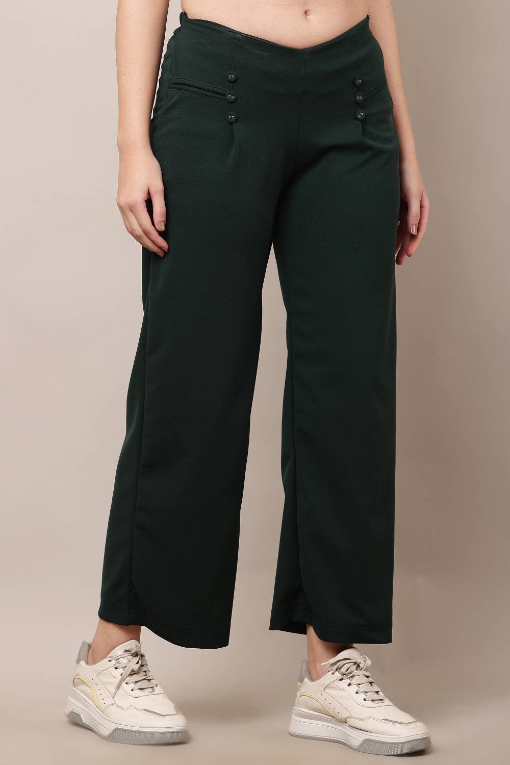 STYLE BEURUA Regular Fit Women Dark Green Trousers - Buy STYLE