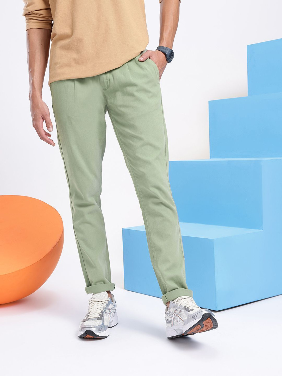 Image of AEROPOSTALE Regular Fit Men Green Trousers