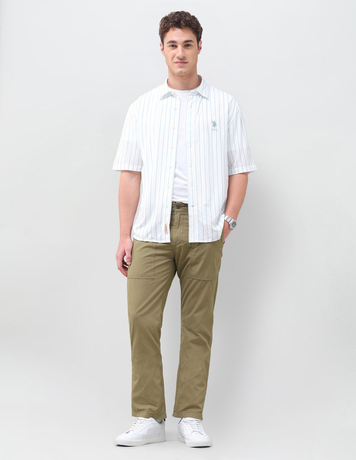 Image of U.S. Polo Assn. Denim Co. Straight Fit Men Green Trousers