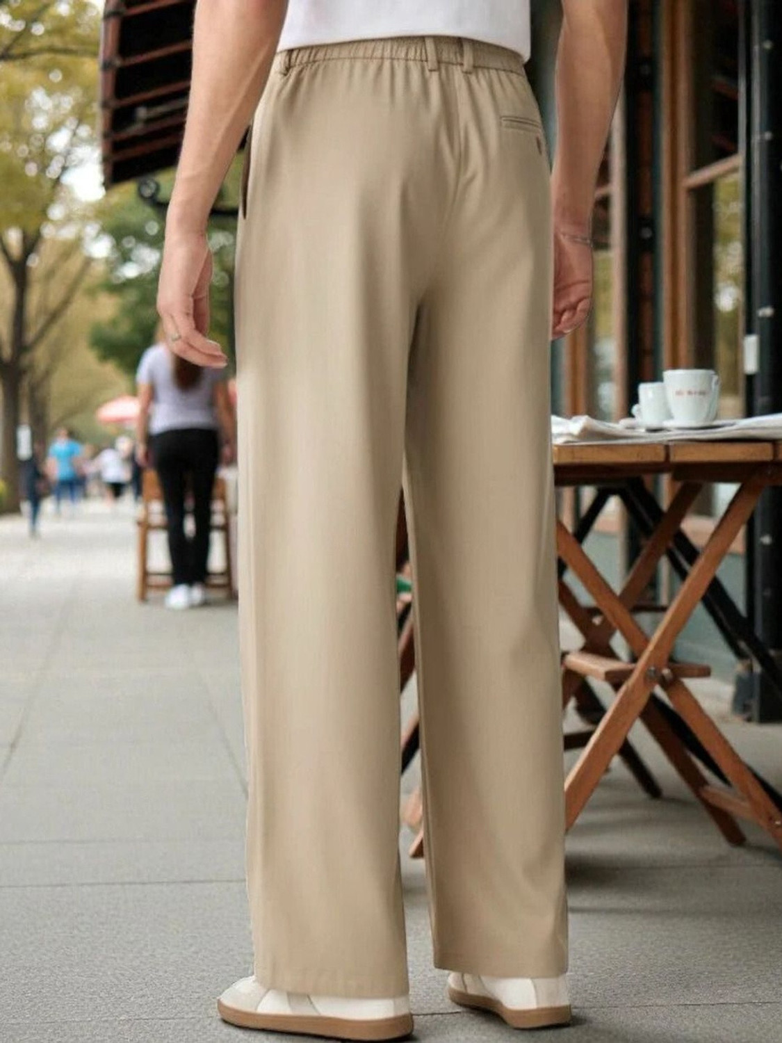 Image of KOTTY Straight Fit Men Beige Trousers