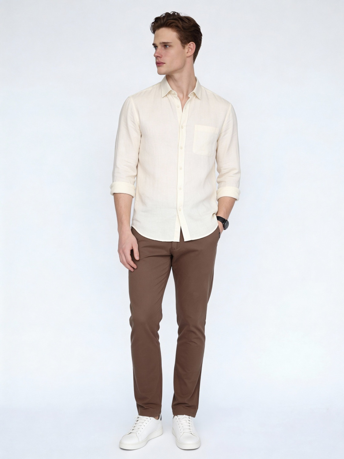 Image of Urbano Fashion Straight Fit Men Brown Trousers