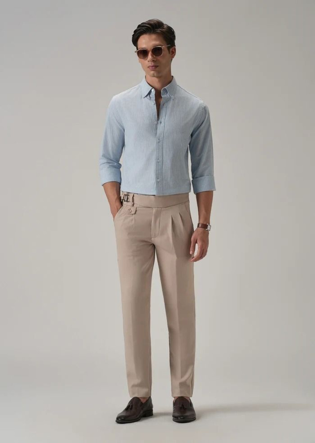 Image of SKENJEL Regular Fit Men Beige Trousers