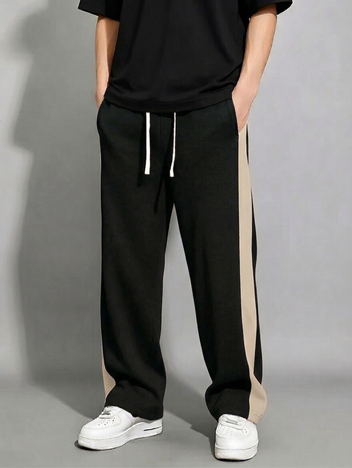 Image of FABBAZE Loose Fit Men Black Trousers