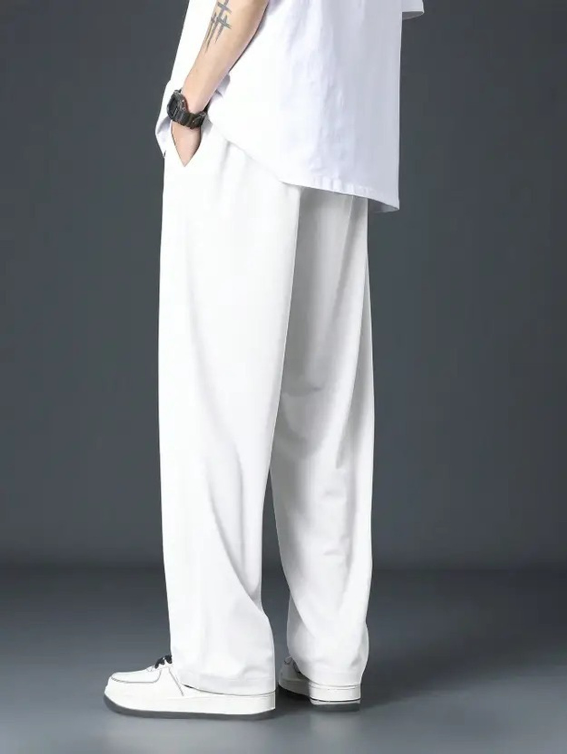 Image of LIBJA Regular Fit Men White Trousers