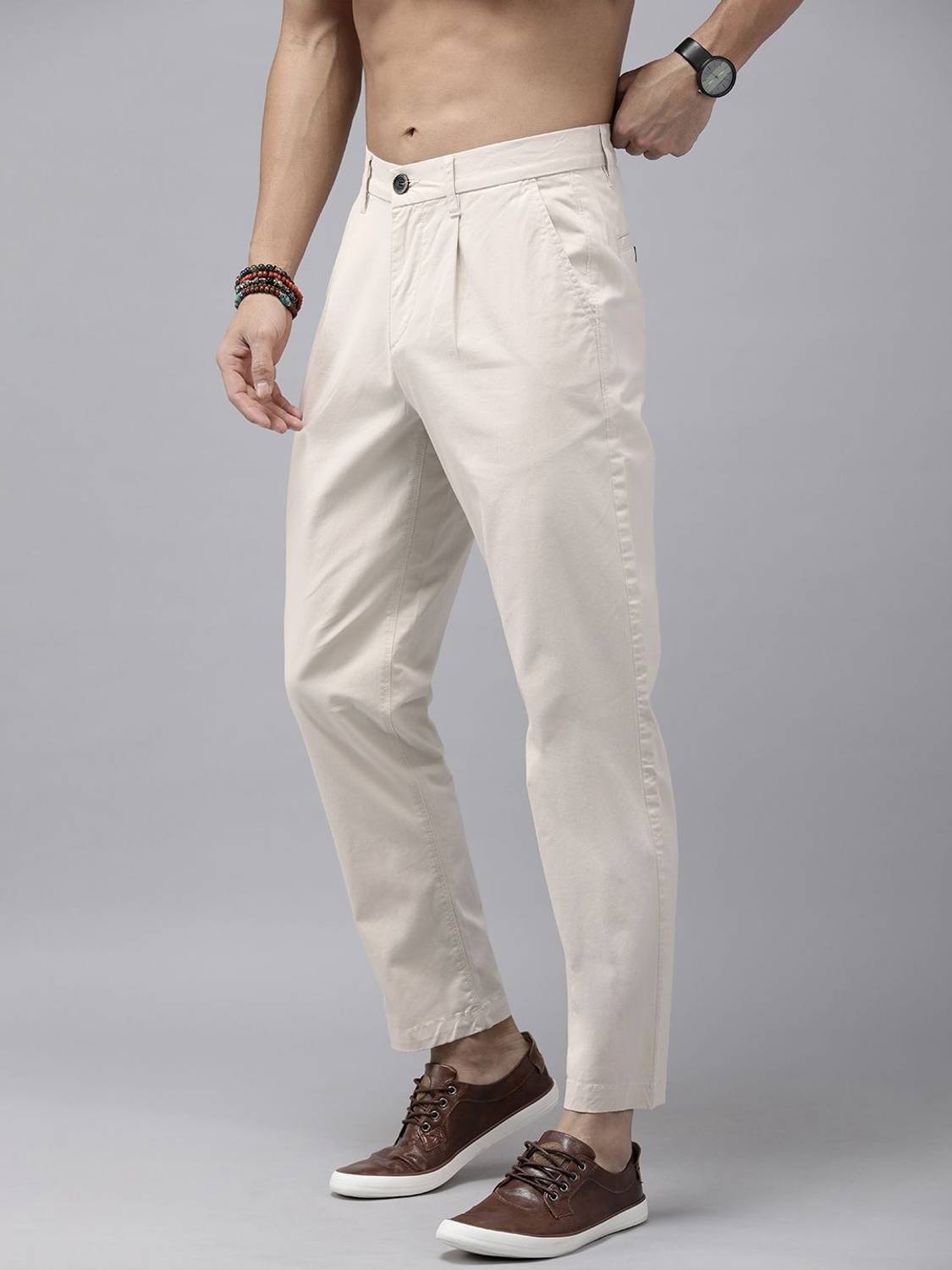 Roadster Regular Fit Men Beige Trousers - Image 2
