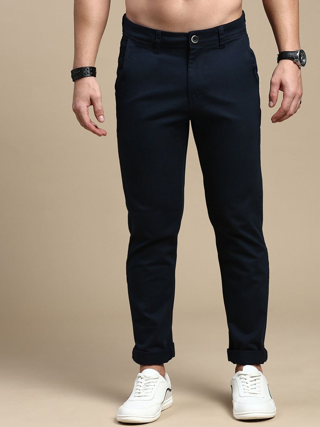Image of Roadster Regular Fit Men Blue Trousers