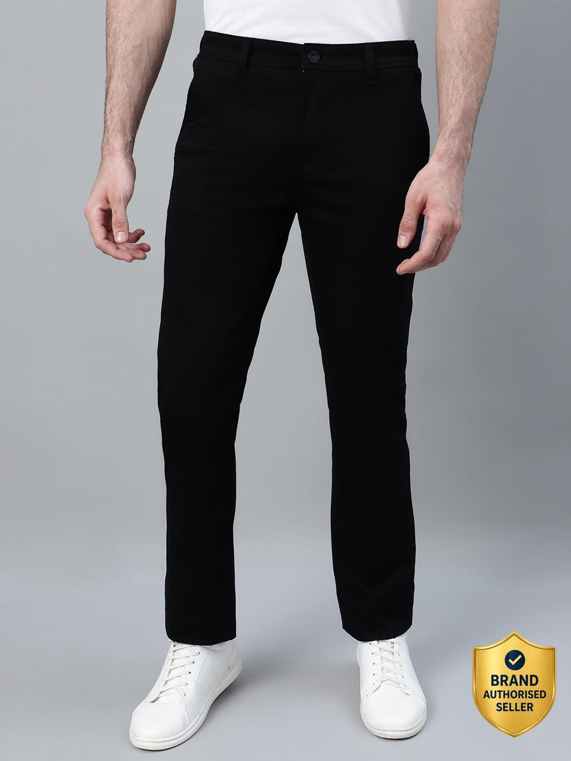 Image of CANTABIL Regular Fit Men Black Trousers