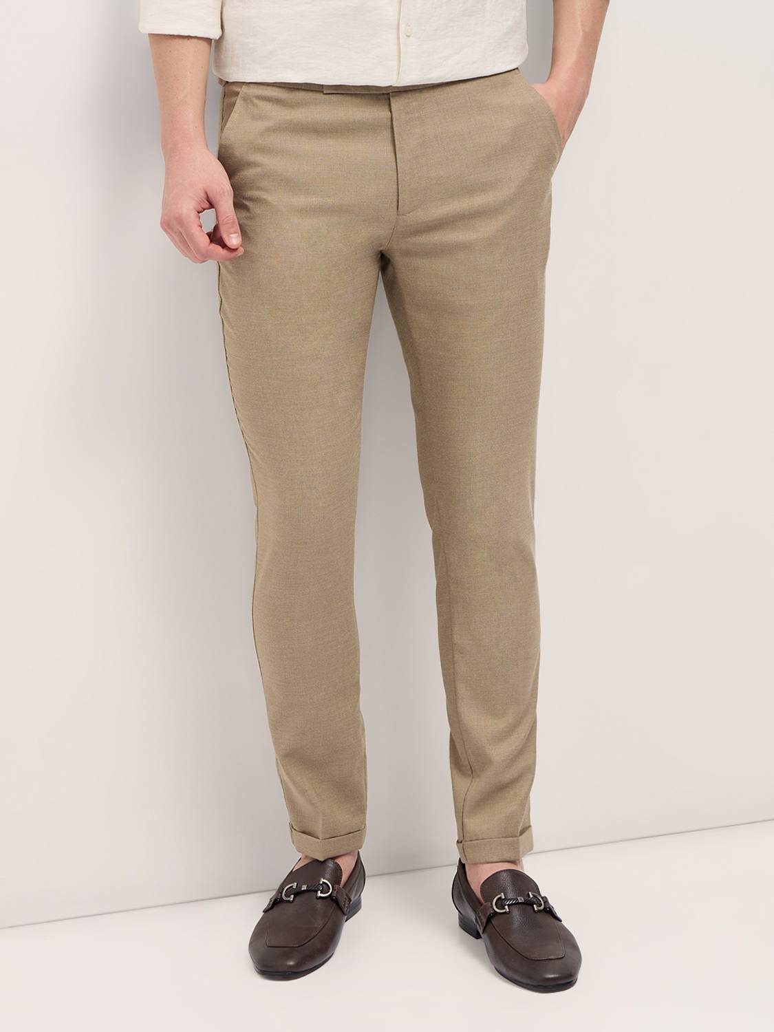 THE BEAR HOUSE Slim Fit Men Beige Trousers