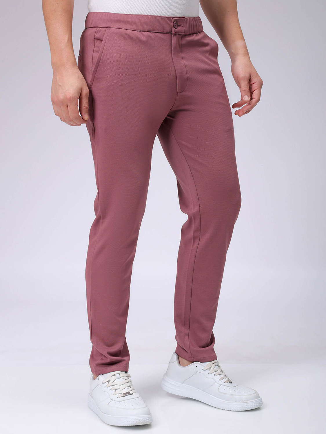 Image of The Indian Garage Co. Slim Fit Men Red Trousers