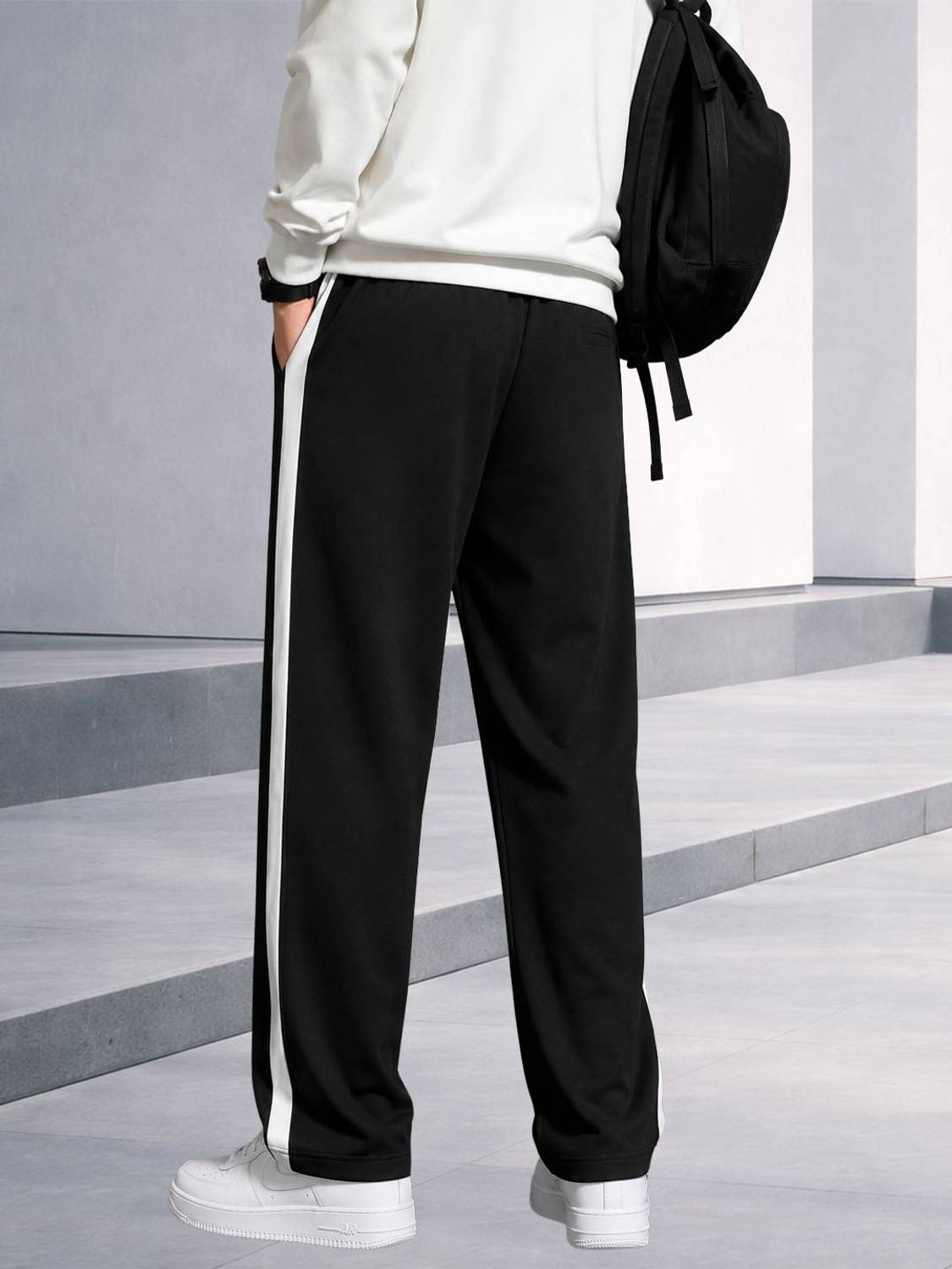 Yazole Men Loose Fit Black Polycotton Trousers - Image 2