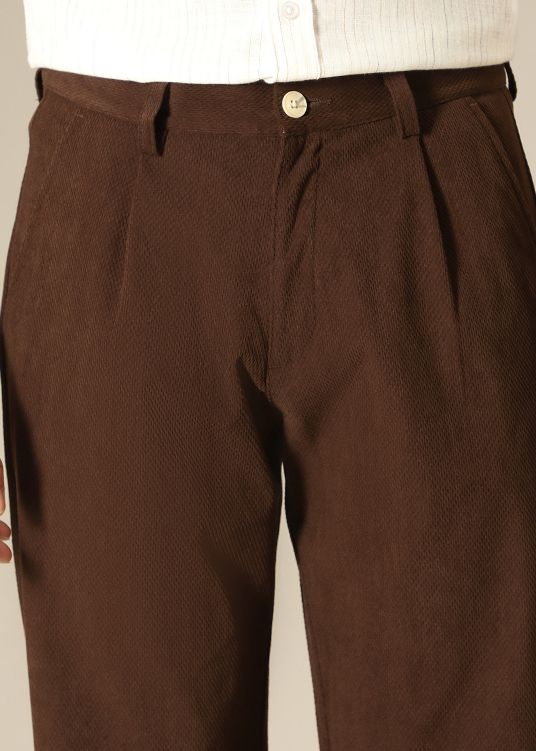 Image of Banana Club Men Regular Fit Brown Corduroy Trousers
