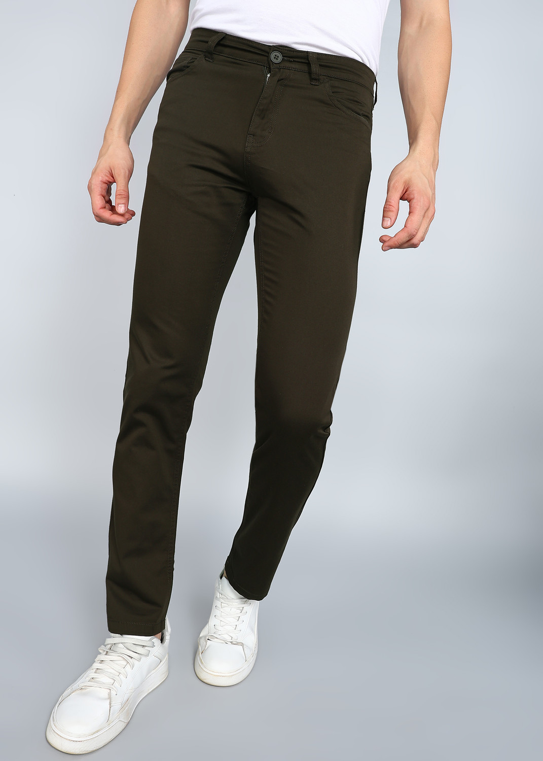 Image of PROVOGUE Slim Fit Men Grey Trousers