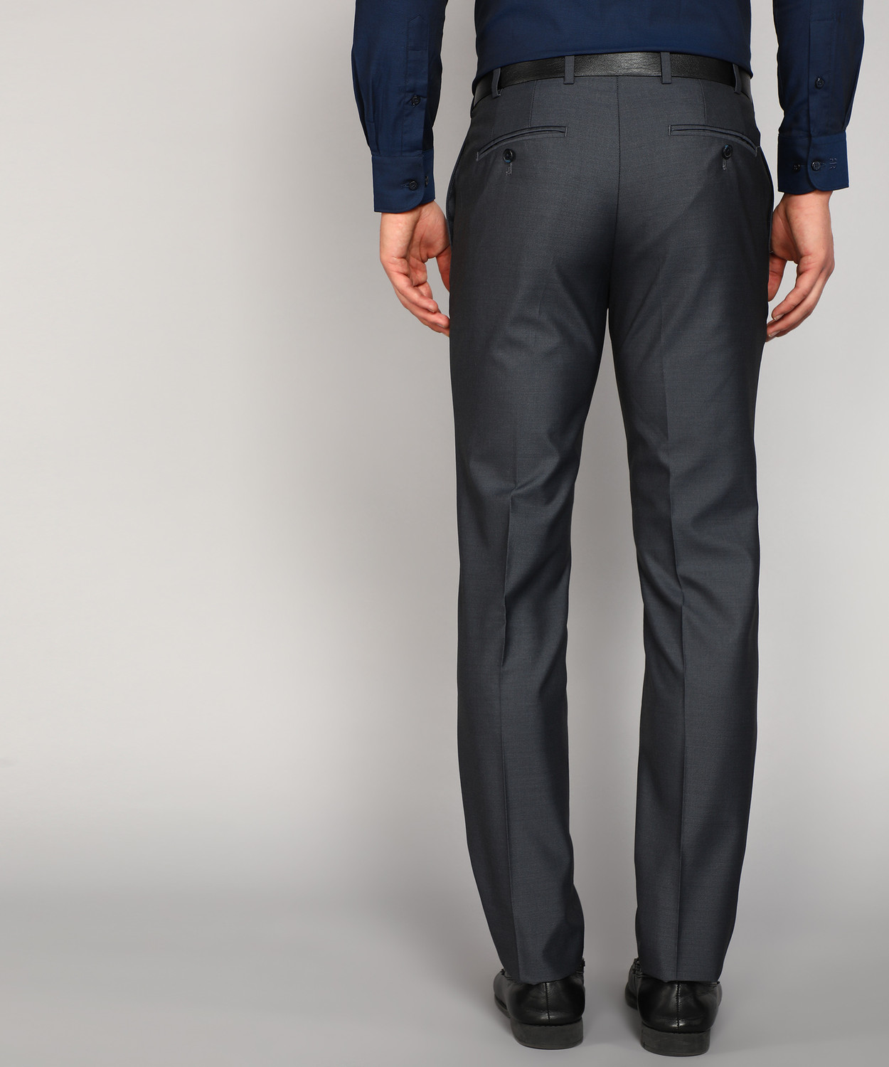Image of Raymond Slim Fit Men Blue Trousers
