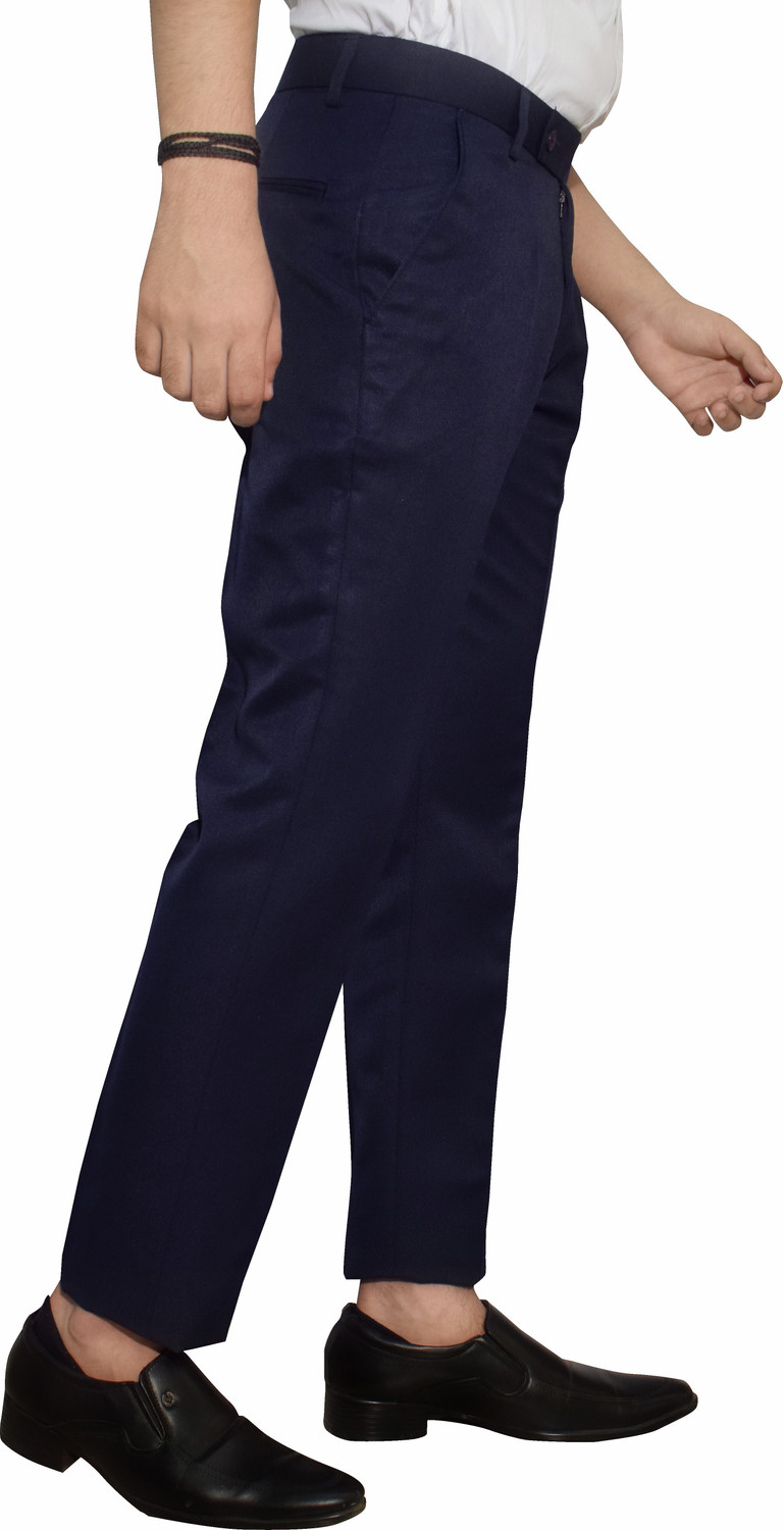 Image of Kundan Regular Fit Men Dark Blue, Beige Trousers