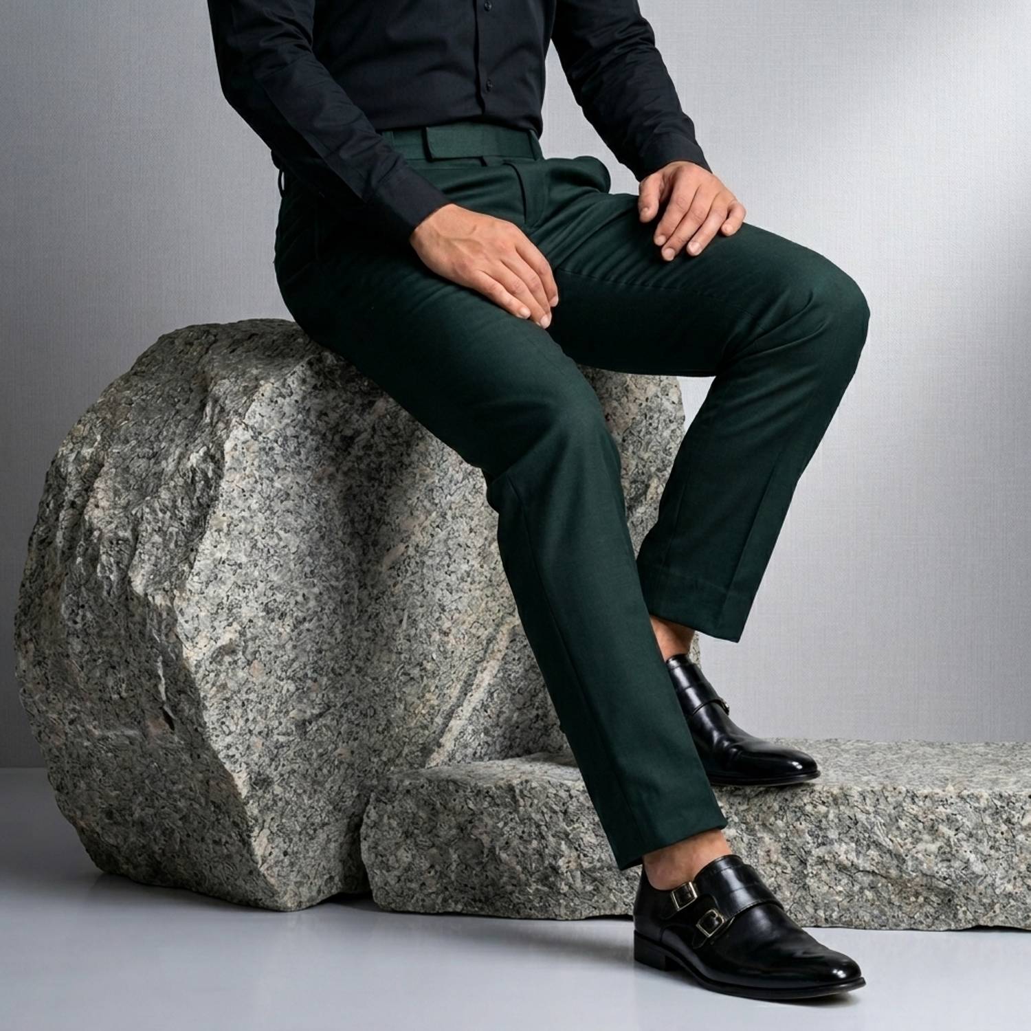 Burraq collection Regular Fit Men Dark Green Trousers