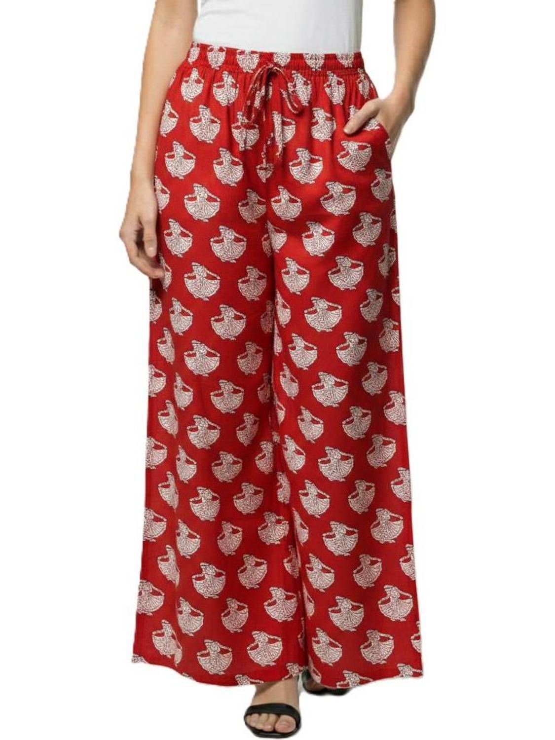 bongo nari boutique Loose Fit, Relaxed Women Red Trousers