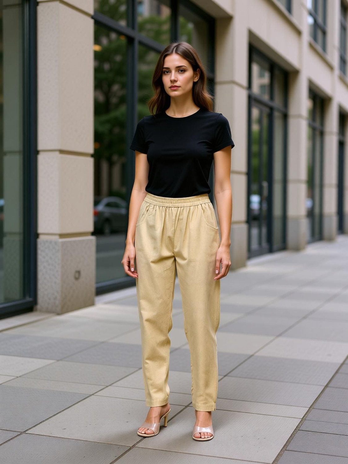 Image of HouseOfCommon Regular Fit Women Beige Trousers