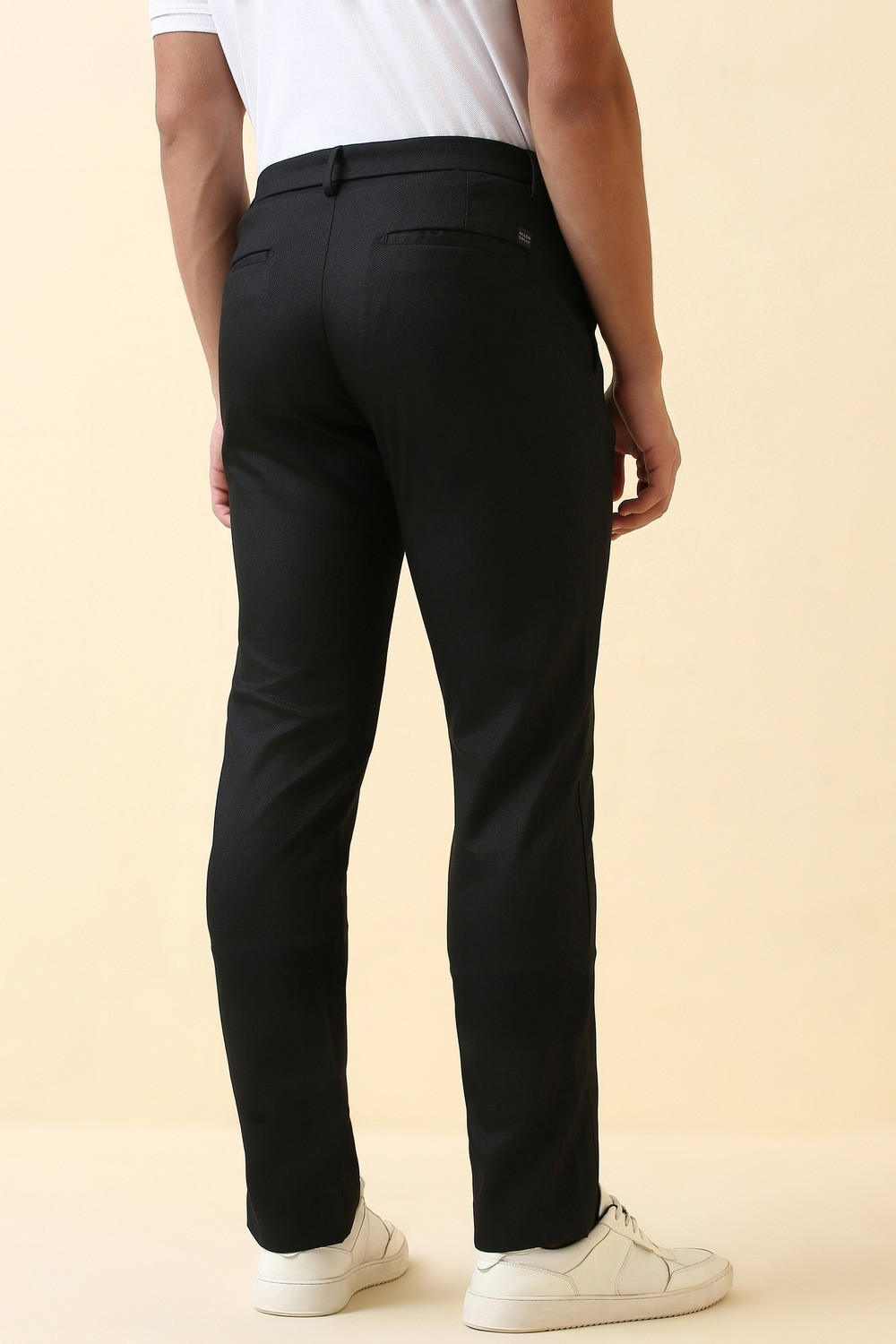 Image of Allen Solly Slim Fit Men Black Trousers