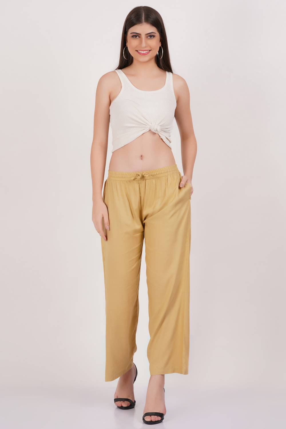 Bhumika Fashions Regular Fit Women Gold Trousers